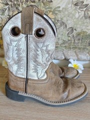 Cody James Brown Leather Square Toe Pull On Western Boots Embroidered Sz. 11