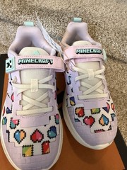 adidas Minecraft FortaRun EL C Sneaker Kids 2 Purple Hook & Loop JR1950