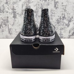 CONVERSE All Star Youth 7 Black Glitter High Top Athletic Retro Fashion Y7 W 8.5