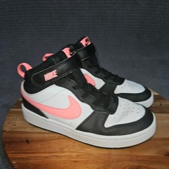 Nike Court Borough Mid 2 High Top Sneakers Unisex Kids Black White Pink US 2Y