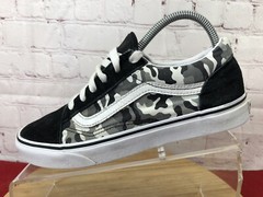 Vans Old Skool Camo Black Gray Canvas Suede Lace-Up Sneakers Youth Size 7
