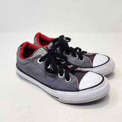 Converse All Star Junior Gray Red White Sneakers Size 12 Low Top Black Laces