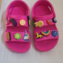 Crocs Classic Kids Clog Sandals Pink Unicorn US 9 Slip-On Adjustable Strap