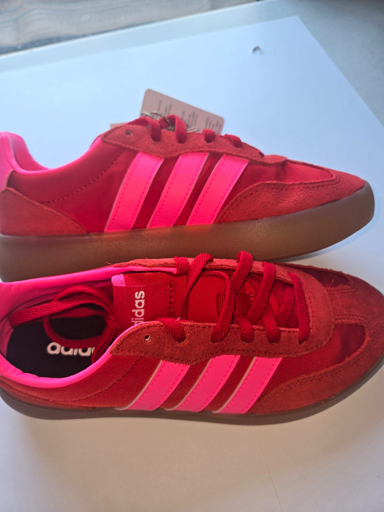 adidas Barreda Decode J Kids Sneakers US 4 EU 36 Red/Pink Suede Low Top JR0759