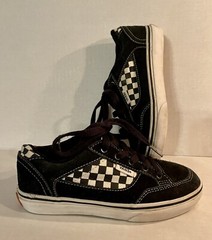 VANS Youth 12.5 Black Suede Canvas Checkerboard Inset & Heel, CLASSIC