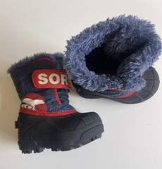 Sorel Toddler Snow Commander Black Hook & Loop Strap Faux Fur-Lined Boots Size 5