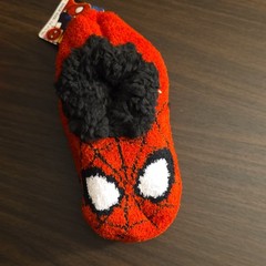 Marvel Spider-Man Kids Slipper Socks Red Black Slip-On Shoe Size 12-7.5
