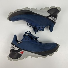 Salomon Alphacross Blast Junior Waterproof Trail Running Blue Shoes Size 13K