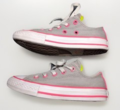 Converse Chuck Taylor All Star Junior 13 Grey Neon Pink Lime Double Tongue Shoes