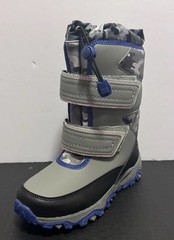 LANDS END Winter Boots Gray Camo/Blue THERMOLITE BOOTS Sz Youth 1