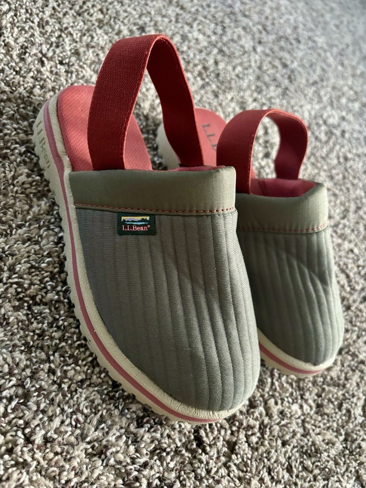 LL Bean Airlight Kelp Green Mule Slippers Elastic Kids Size 12-13 Pre-Owned