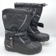 Sorel Youth Flurry Black City Grey Insulated Winter Snow Boots NY5192-016 Size 6