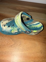 Crocs Kids Classic Marbled Clogs Marbled Teal Green Beige Shoes Size 7 Toddler