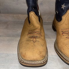 Smoky Mountain Western Leather Flag Boots 3.5 R Unisex Kids Mid-Calf Square Toe