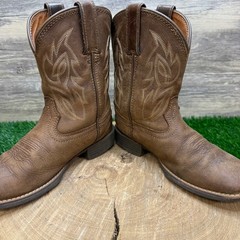 Justin Youth – Size 2D – Brown Square Toe Cowboy Boots Style JK7510