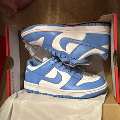 Nike Dunk Low (GS) White/University Blue Leather Sneaker Kids 7Y CW1590-103