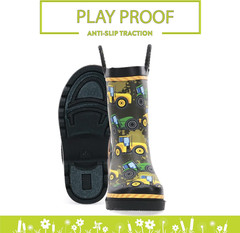 Rain Boots with Pull on Handles for Toddlers and Kids – Premium Waterproof Boots