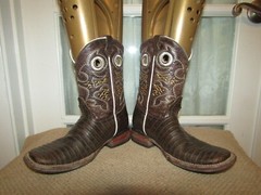 Mexico Square Toe Cowboy Western Boots Brown Exotic Youth Kids size 1 Mex 21