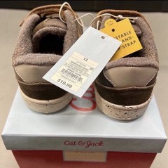 Cat & Jack Brown/Jacoby Brown Tan Hook & Loop Strap Sneakers Kids US 12