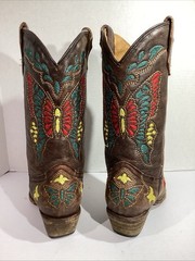 Corral Teens Size 4 Brown Leather Snip Toe Western Mid-Calf Boots SK1-8
