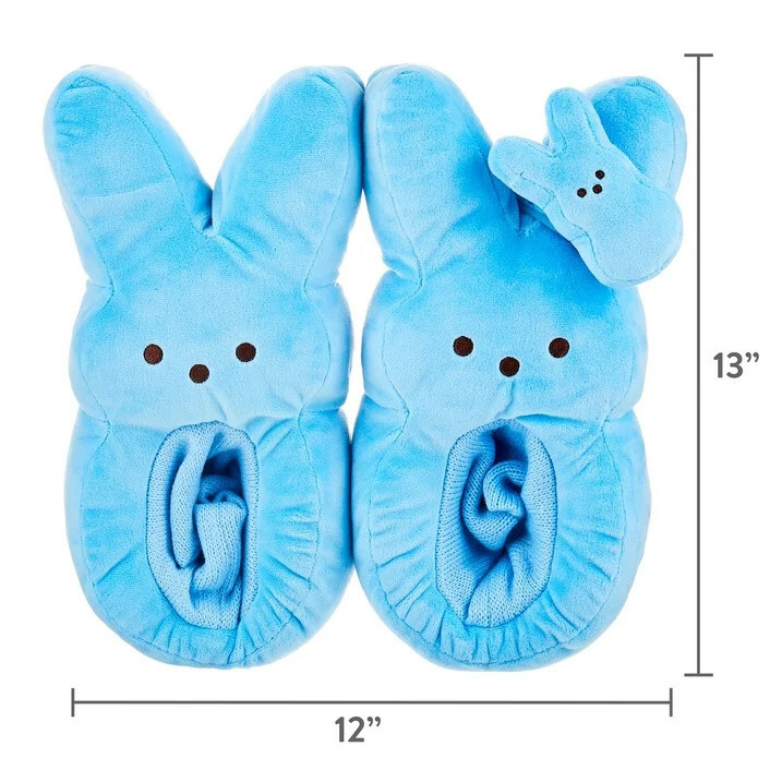Peeps Slippers Easter Peep Slipper Blue Slipper with Wrist Bunny Plush Slipper