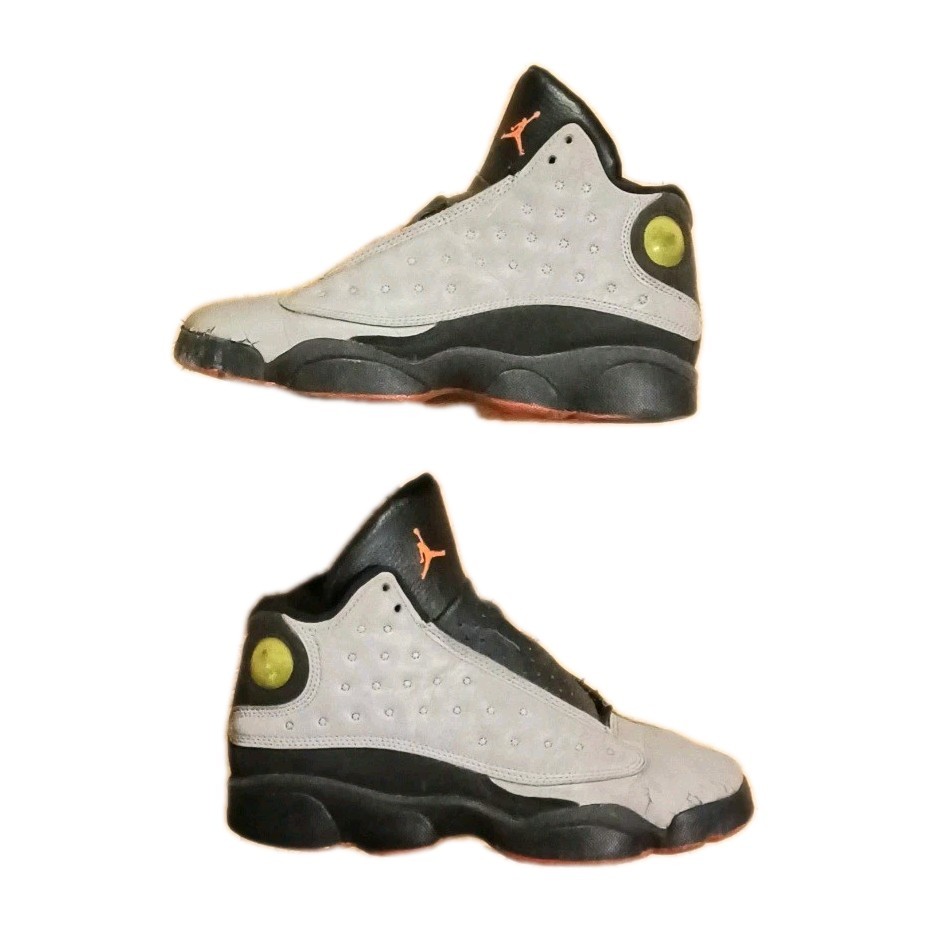 Size 5.5Y Air Jordan 13 Retros (Beaters) Gray, Black, Reflective Silver, Red