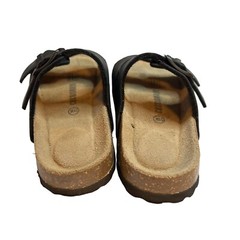Kids Sandal Leather Double Strap Buckle Slide Cushion Aire Brown Size 11