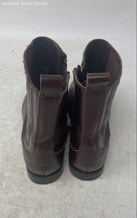 Zara Unisex Kids Brown Leather Square Toe Ankle Zip Chelsea Boots Size EUR 31