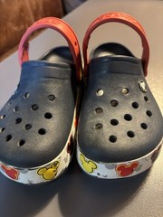 Crocs Kids Crocband Micky Mouse Clogs Size J1 Unisex Blue With Red Strap
