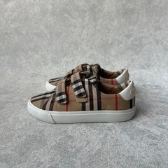Kids Burberry Nova Check Plaid Strap Shoes Size 31 EU