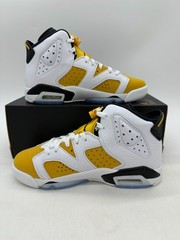 Jordan 6 Retro Youth Size 4 Womens size 5.5 White Yellow Shoes 384665 170