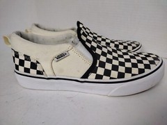VANS Classic Slip On White/Black Checkered Canvas Skate Shoes Youth 5