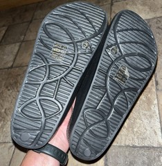 Black Slides Big Kid Size 3 Double Strap With Buckles NEW Funky Monkey