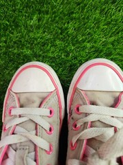 Converse All-Star Sneakers 640578F Double Tongue Grey Pink Neon Youth Kids Sz 11