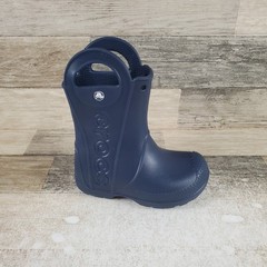Crocs Handle It Kids Rain Boots Sz 9 Blue Rubber Oversized Handles Pull On