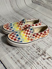 Vans Slip-On Rainbow Checkered Skateboard Shoes Multicolor Size 2