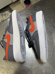 Nike Air Force 1 Low Top Leather Lace-Up Colorblock Gray/Orange Kids 2Y