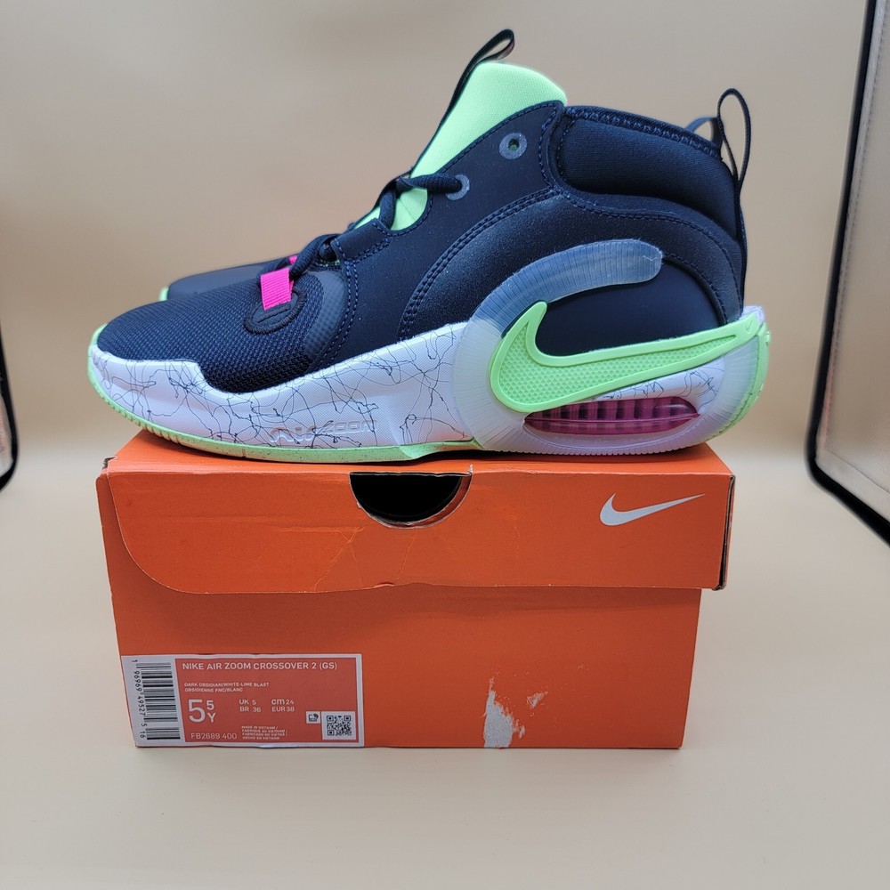 Nike Air Zoom Crossover 2 GS Kid’s Shoes Size 5.5 Black White Neon Pink New