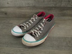CONVERSE ALL STAR Junior Size 6 Sneaker Gray Double Tongue 646172F Shoe Lace Up