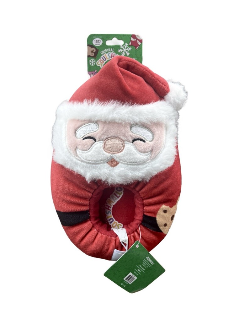 Squishmallows Original Santa Claus Kids Christmas Plush Slippers Size 11/12 NWT