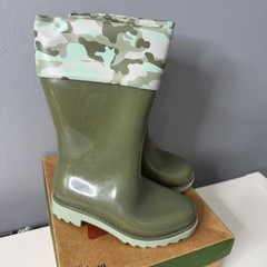 MINI MELISSA light green rain boots w/ camo liner size 11 youth Kids Rubber