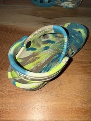 Crocs Kids Classic Marbled Clogs Marbled Teal Green Beige Shoes Size 7 Toddler