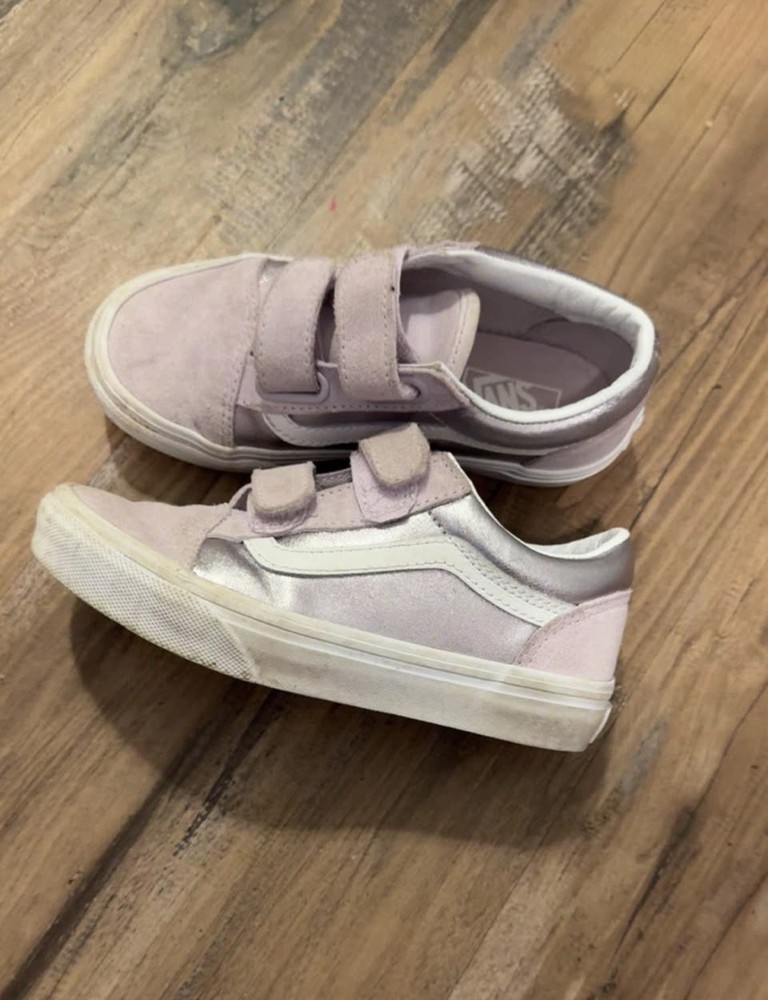 VANS Old Skool V Pink Hook & Loop Unisex Kids Sneakers US Size 13