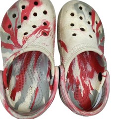 CROCS Classic Marbled Clogs Red White Gray Kids Shoes C9