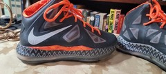 Nike LEBRON X (10) GS 6Y Dark & Light Sport Gray w orange BHM accents