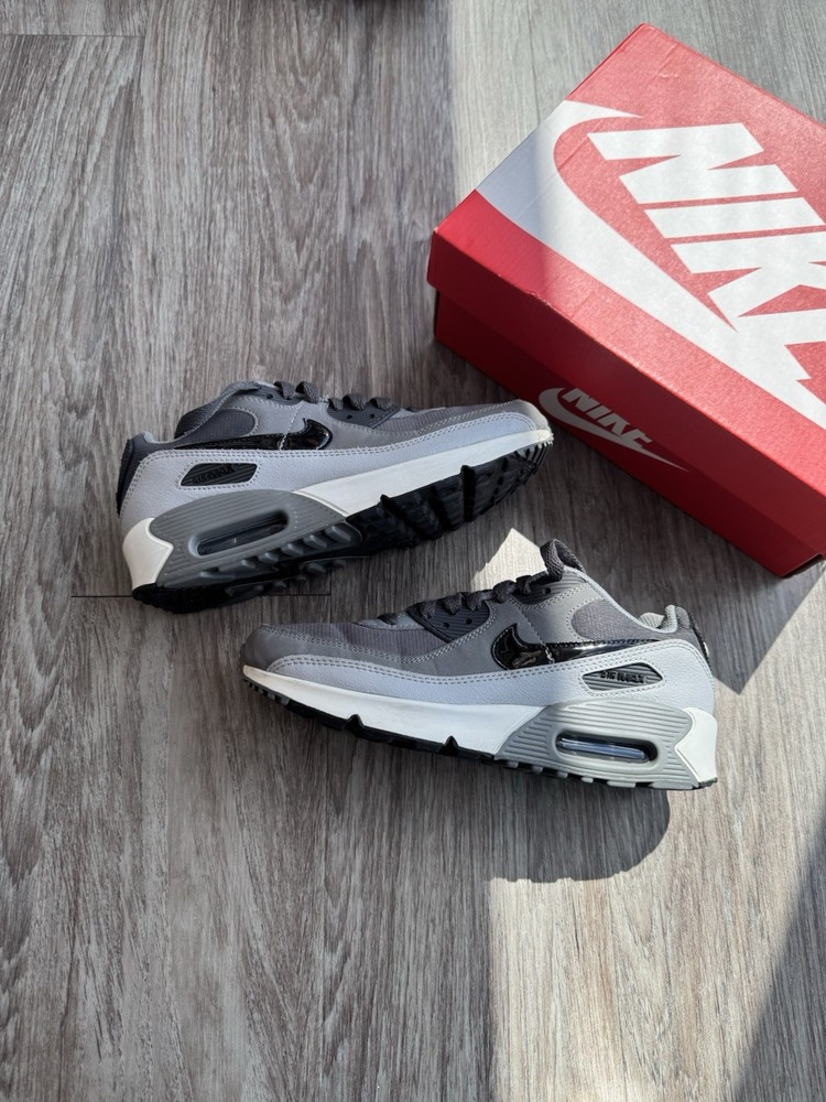 NIKE AIR MAX 90 LEATHER GS ANTHRACITE DARK GREY BLACK CD6864-015 SIZE 4.5Y
