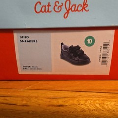 Cat & Jack Dino Black Hook & Loop Low Top Sneakers Unisex Kids US 10