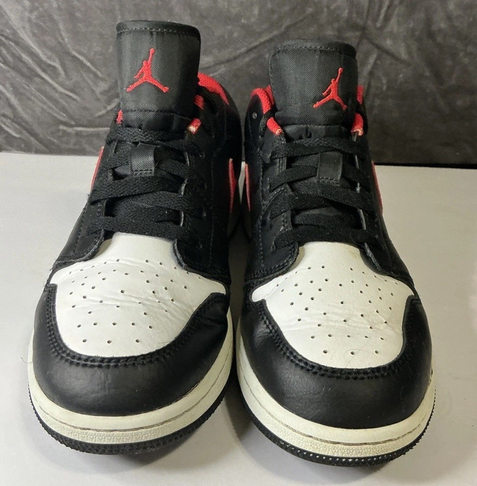 Red Air Jordan 1 Low GS “White Toe” Red Black Size 6.5Y (553560-063)