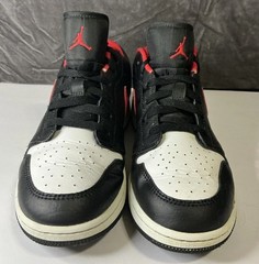Red Air Jordan 1 Low GS “White Toe” Red Black Size 6.5Y (553560-063)