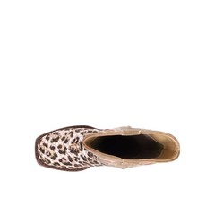 Roper Glitter Leopard Square Toe Cowboy Youth Girls Brown Casual Boots 09-018-1
